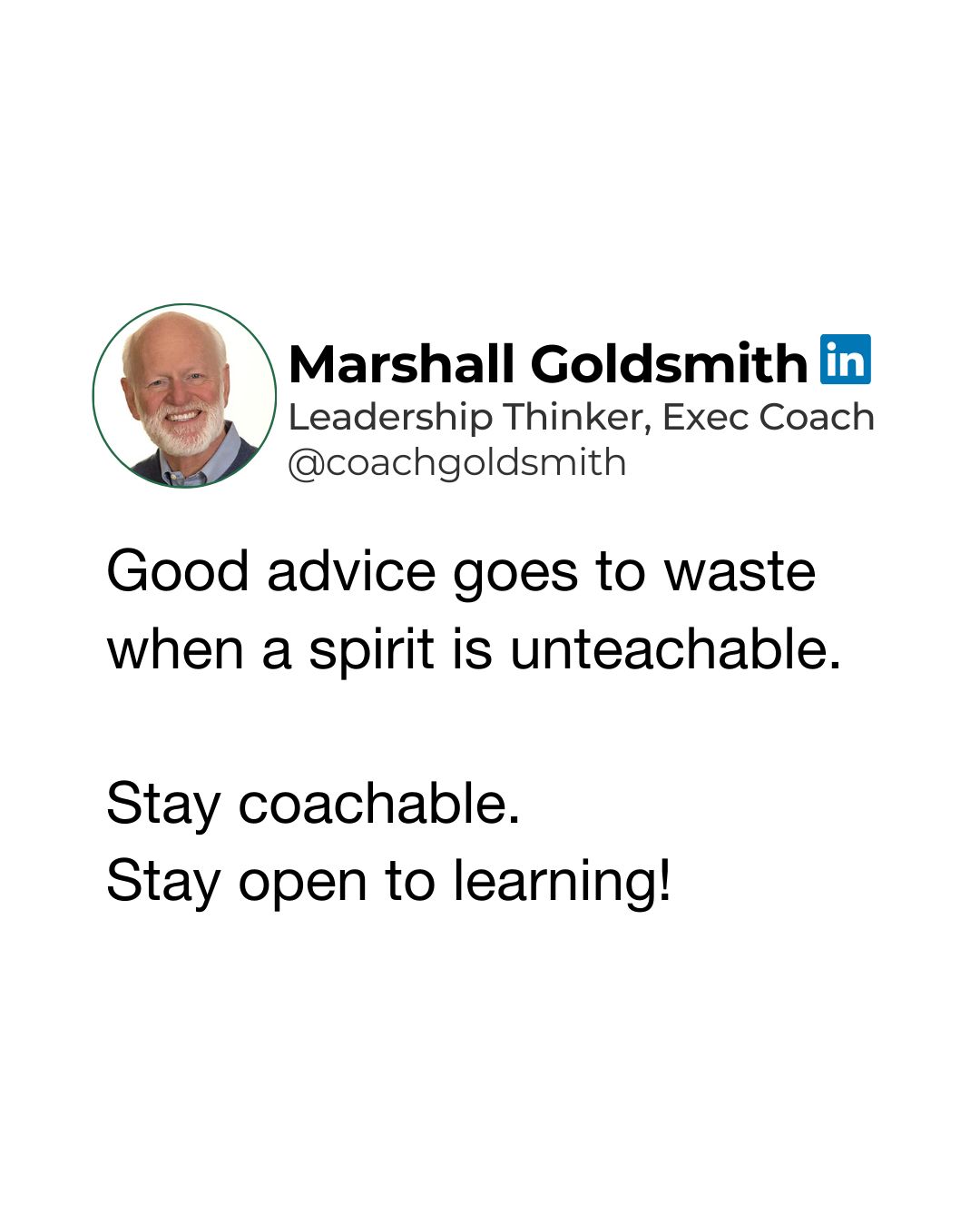 Post image by Marshall Goldsmith
